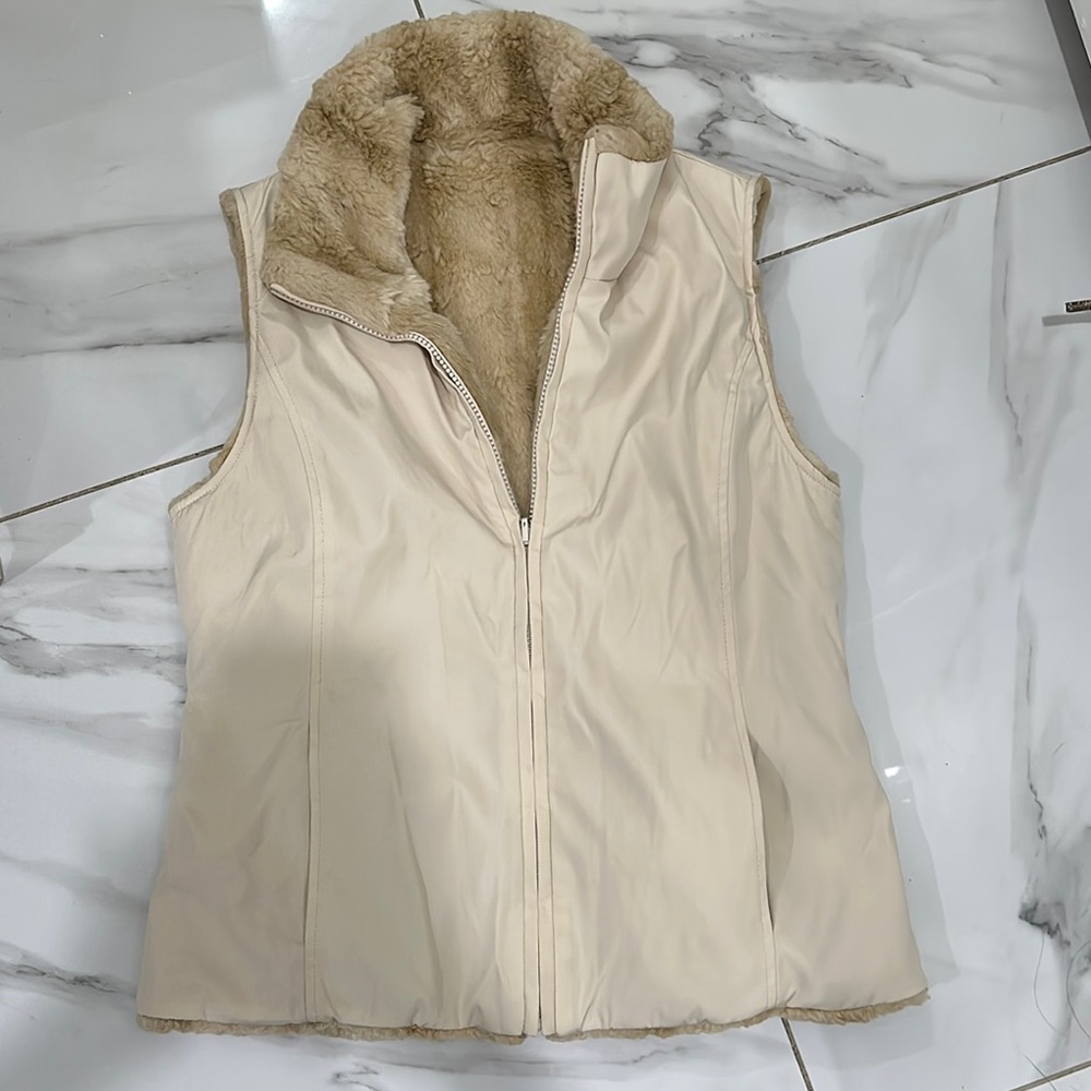 Kristen Blake Beige Faux Fur Vest